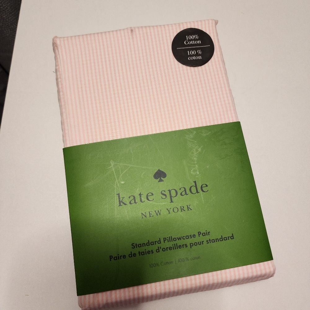 Kate Spade Pillowcase Standard Size Pink and White Stripe Seersucker NWT